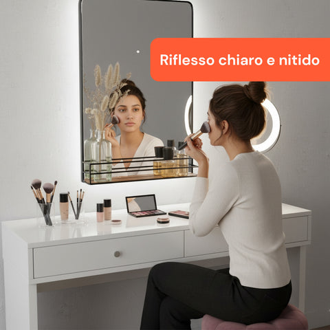 Specchio con Mensola in MDF 40x30 cm – Design Moderno da Parete