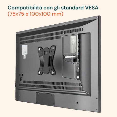 Supporto a Muro per TV LED/LCD/Plasma da 13” a 32” Nero – Portata Max 15Kg
