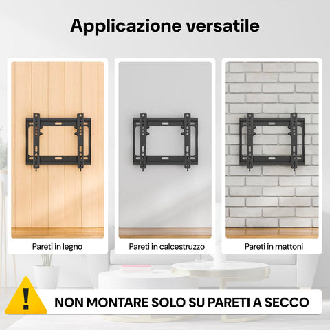 Staffa Da Parete Fissa Per Tv Da 19/42 Pollici Nero