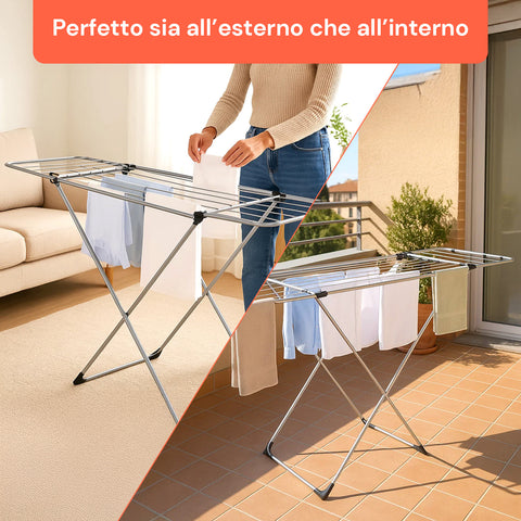 Stendino Magic Estensibile da Pavimento in Metallo con Piedini Antiscivolo