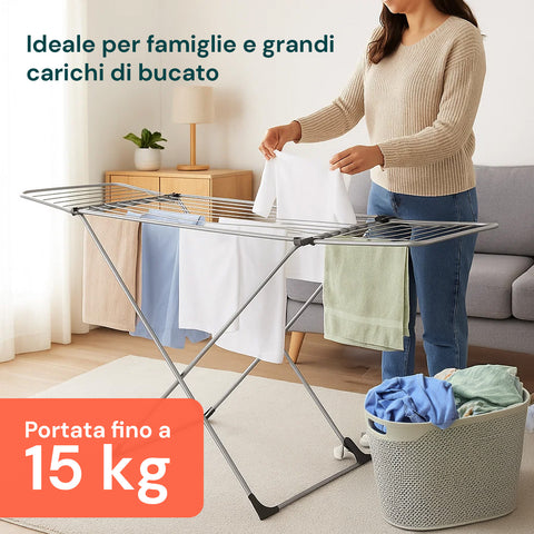 Stendino Magic Estensibile da Pavimento in Metallo con Piedini Antiscivolo