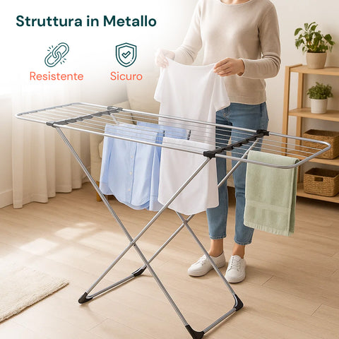 Stendino Magic Estensibile da Pavimento in Metallo con Piedini Antiscivolo