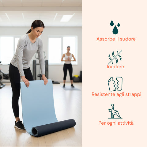 Tappetino Yoga e Pilates Antiscivolo – TPE con Tracolla