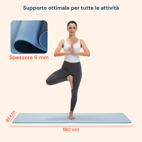 Tappetino Yoga e Pilates Antiscivolo – TPE con Tracolla