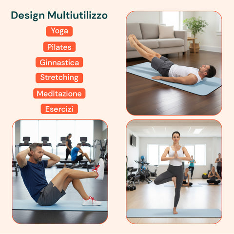 Tappetino Yoga e Pilates Antiscivolo – TPE con Tracolla