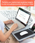 Vassoio da letto Avilia perfetto per trasformare qualsiasi angolo in comoda postazione di lavoro o relax, donna che usa laptop