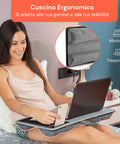 Vassoio da letto Avilia con cuscino ergonomico morbido e traspirante, si adatta alle gambe per massima stabilità e comfort