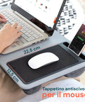 Vassoio da letto Avilia con tappetino antiscivolo per mouse 22,5x12,5 cm, perfetto per laptop e smartphone simultaneamente