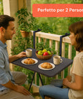 Tavolino pieghevole perfetto per 2 persone, ideale per colazioni e momenti di relax in coppia sul balcone