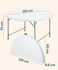 Tavolo Bianco Rotondo da Giardino o Cucina Ø80 e Ø120 cm Pieghevole E Resistente