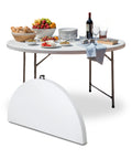 Tavolo Bianco Rotondo da Giardino o Cucina Ø80 e Ø120 cm Pieghevole E Resistente