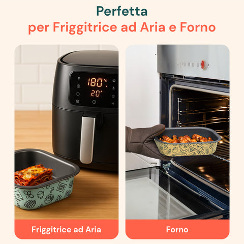 Teglia AirFry Antiaderente Senza PFOA per Friggitrice ad Aria e Forno