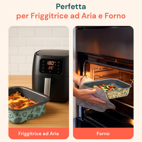 Teglia AirFry Antiaderente Senza PFOA per Friggitrice ad Aria e Forno