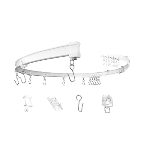 Rail de Rideau de Plafond Flexible 5m avec Supports, Crochets et Roulettes