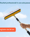 Tergivetro 24 cm con Manico Allungabile – Lavavetri in PP e Alluminio 79–120 cm