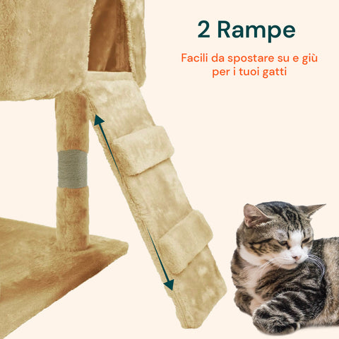 Tiragraffi per Gatti 170 cm con Cuccia, Griglie e Accessori Montaggio