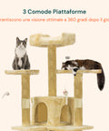 Tiragraffi per Gatti 170 cm con Cuccia, Griglie e Accessori Montaggio
