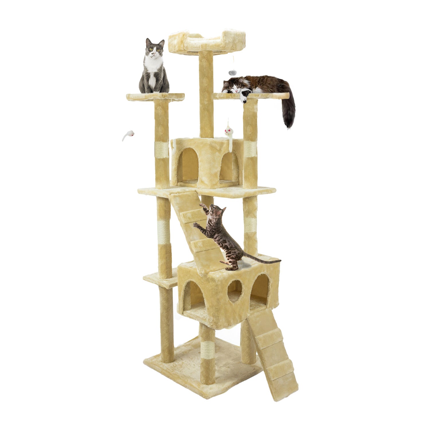 Tiragraffi per Gatti 170 cm con Cuccia, Griglie e Accessori Montaggio
