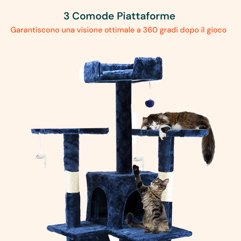 Tiragraffi per Gatti 170 cm con Cuccia, Griglie e Accessori Montaggio