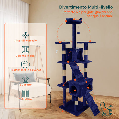 Tiragraffi per Gatti 170 cm con Cuccia, Griglie e Accessori Montaggio