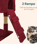 Tiragraffi per Gatti 170 cm con Cuccia, Griglie e Accessori Montaggio