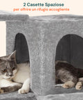 Tiragraffi per Gatti 170 cm con Cuccia, Griglie e Accessori Montaggio