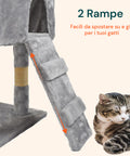 Tiragraffi per Gatti 170 cm con Cuccia, Griglie e Accessori Montaggio