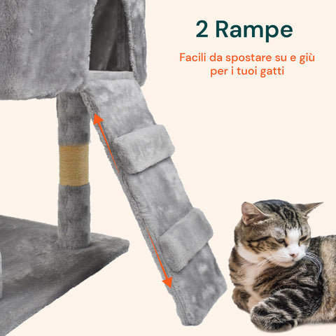 Tiragraffi per Gatti 170 cm con Cuccia, Griglie e Accessori Montaggio