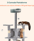 Tiragraffi per Gatti 170 cm con Cuccia, Griglie e Accessori Montaggio