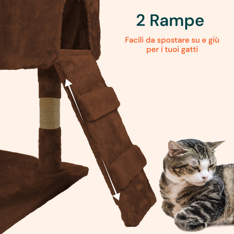 Tiragraffi per Gatti 170 cm con Cuccia, Griglie e Accessori Montaggio