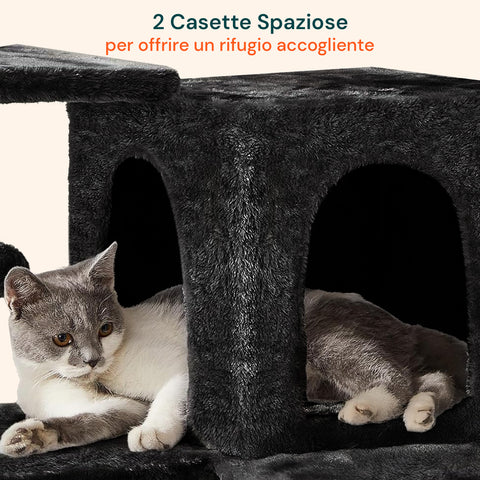 Tiragraffi per Gatti 170 cm con Cuccia, Griglie e Accessori Montaggio
