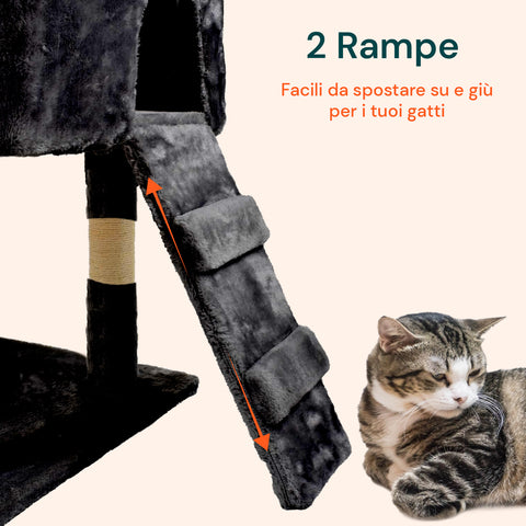 Tiragraffi per Gatti 170 cm con Cuccia, Griglie e Accessori Montaggio