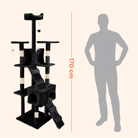 Tiragraffi per Gatti 170 cm con Cuccia, Griglie e Accessori Montaggio