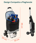 Carrello spesa pieghevole e compatto facile da riporre in casa o garage, design salvaspazio per stoccaggio ottimale