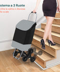Carrello con sistema a 3 ruote che facilita salita e discesa dalle scale e gradini, maggiore stabilità e manovrabilità garantita