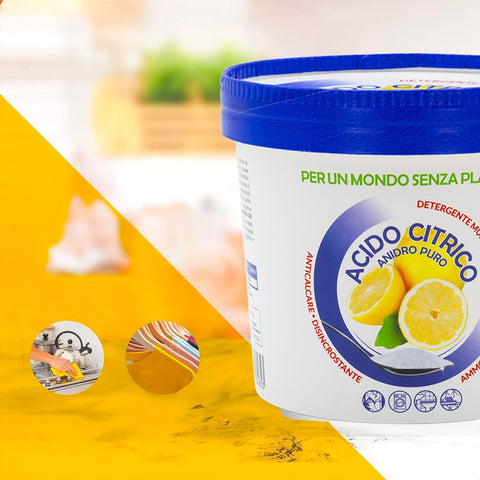Acido citrico puro per pulizie domestiche ecologiche, detergente naturale multiuso per casa e bucato