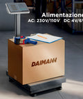 Bilancia Daimann con alimentazione AC 230V/110V e DC 4V/6V per uso in magazzino industriale, versatile e affidabile