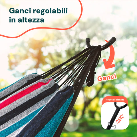 Amaca Galapagos Blu Shades con Struttura in Metallo e Tessuto in Cotone per Esterni Ean-8050030810157