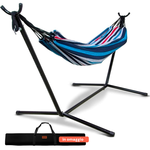 Amaca Galapagos Blu Shades con Struttura in Metallo e Tessuto in Cotone per Esterni Ean-8050030810157