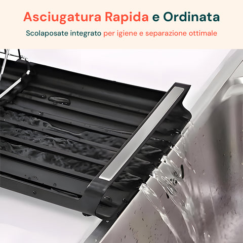 Asciugatura rapida e ordinata con scolaposate integrato per igiene e separazione ottimale delle stoviglie