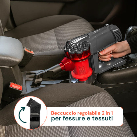 Scopa elettrica ciclonica 2 in 1 utilizzata in auto con bocchetta regolabile per fessure e tessuti