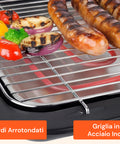 Barbecue Elettrico da Esterno 88x54 Cm con Griglia e Scaldavivande