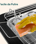 Barbecue Elettrico da Esterno 88x54 Cm con Griglia e Scaldavivande