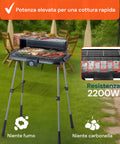 Barbecue Elettrico da Esterno 88x54 Cm con Griglia e Scaldavivande