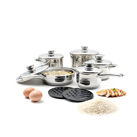 Batterie de cuisine complète Diana 12 pièces en acier inoxydable Design moderne