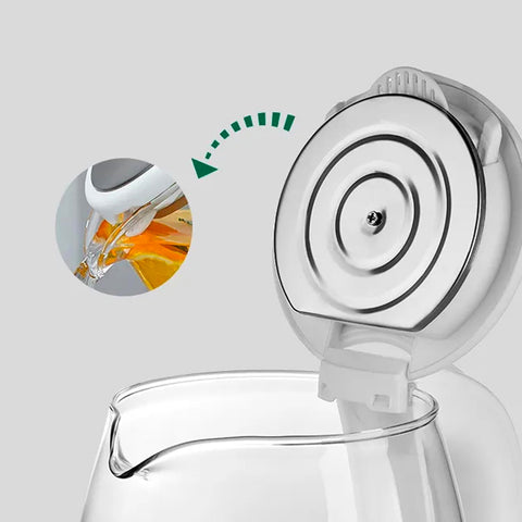 Bollitore Elettrico 1500W 2L in Vetro con Piastra Inox, Spegnimento Sicuro, Indicatore Acqua e Doppio Controllo Temperatura Ean-8051597870158