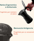 Moka Elettrica DeMaison con manico ergonomico antiscivolo resistente al calore e beccuccio antigoccia per versamento fluido, caffettiera elettrica 6 tazze dal design funzionale e sicuro