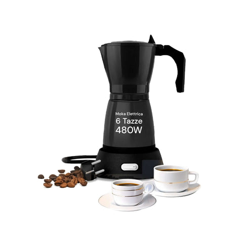 Cafetière Moka Électrique 6 Tasses avec Jauge, Interrupteur Lumineux et Fonction Maintien au Chaud