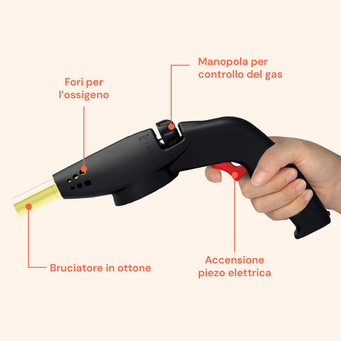 Saldatore Professionale 1,1kw a Gas con Cartuccia a Filetto 7/16