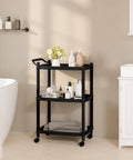 Avilia Carrello Salvaspazio Multiuso Nero con 3 Ripiani e Ruote Pratico ed Elegante per Cucina e Bagno Ean 8056819050165